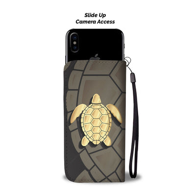 Gold Sea Turtle Wallet Phone Case