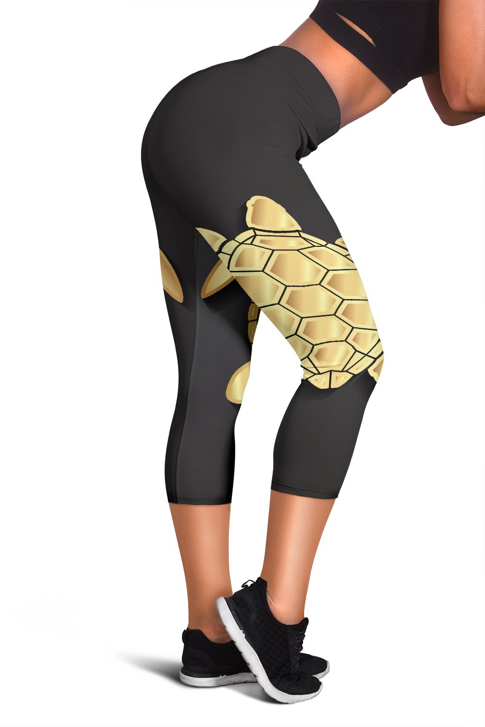 Gold Sea Turtle Women Capris