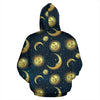 Gold Sun Moon Face All Over Print Hoodie