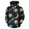 Gold Sun Moon Face All Over Print Hoodie