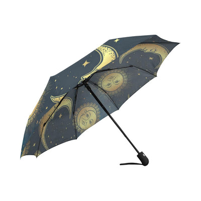 Gold Sun Moon Face Automatic Foldable Umbrella