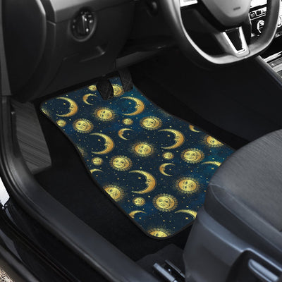 Gold Sun Moon Face Car Floor Mats