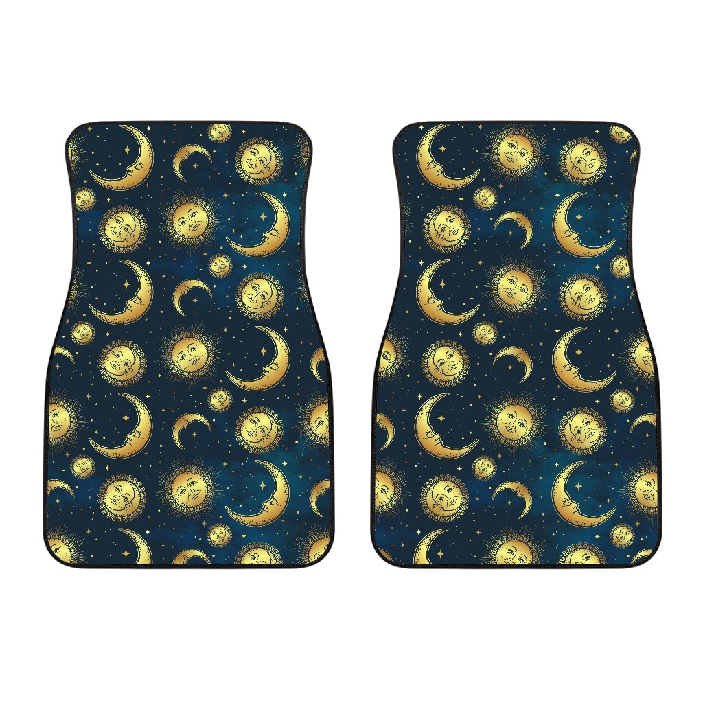 Gold Sun Moon Face Car Floor Mats