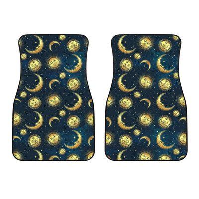 Gold Sun Moon Face Car Floor Mats