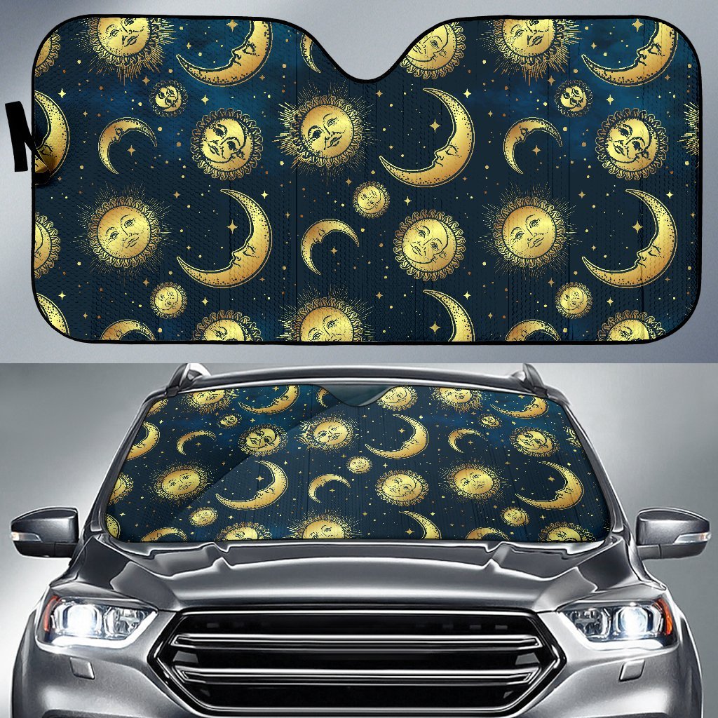 Gold Sun Moon Face Car Sun Shade-JorJune