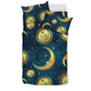 Gold Sun Moon Face Duvet Cover Bedding Set