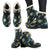 Gold Sun Moon Face Faux Fur Leather Boots