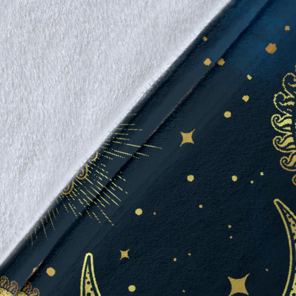 Gold Sun Moon Face Fleece Blanket