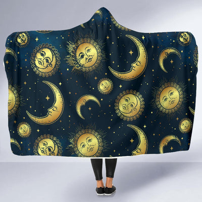 Gold Sun Moon Face Hooded Blanket-JORJUNE.COM