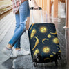 Gold Sun Moon Face Luggage Cover Protector