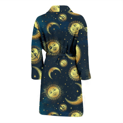 Gold Sun Moon Face Men Bath Robe