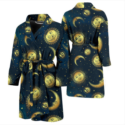 Gold Sun Moon Face Men Bath Robe