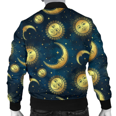 Gold Sun Moon Face Men Casual Bomber Jacket