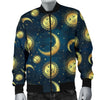 Gold Sun Moon Face Men Casual Bomber Jacket