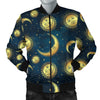 Gold Sun Moon Face Men Casual Bomber Jacket