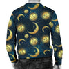 Gold Sun Moon Face Men Crewneck Sweatshirt