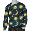 Gold Sun Moon Face Men Crewneck Sweatshirt