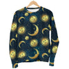 Gold Sun Moon Face Men Crewneck Sweatshirt