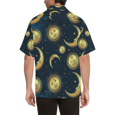 Gold Sun Moon Face Men Hawaiian Shirt