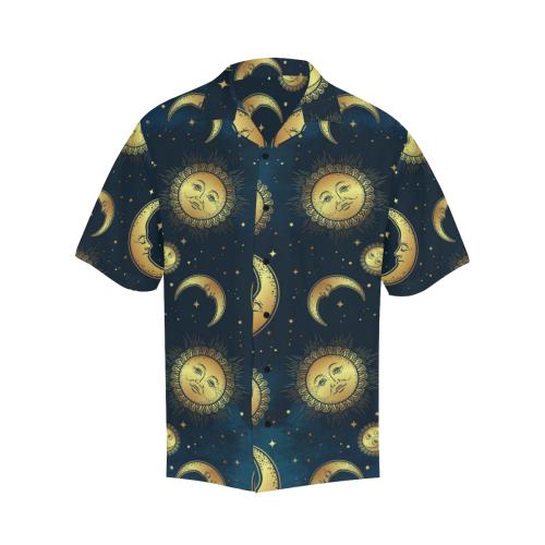 Gold Sun Moon Face Men Hawaiian Shirt
