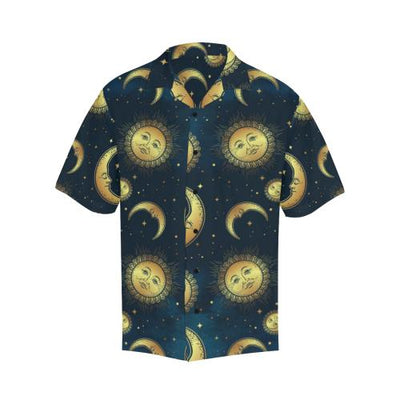 Gold Sun Moon Face Men Hawaiian Shirt
