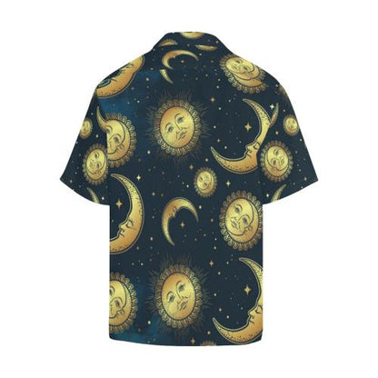 Gold Sun Moon Face Men Hawaiian Shirt