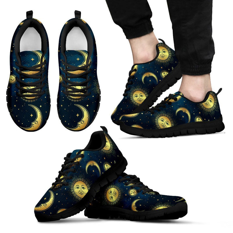 Gold Sun Moon Face Men Sneakers