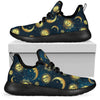 Gold Sun Moon Face Mesh Knit Sneakers Shoes Mesh Knit Sneakers Shoes