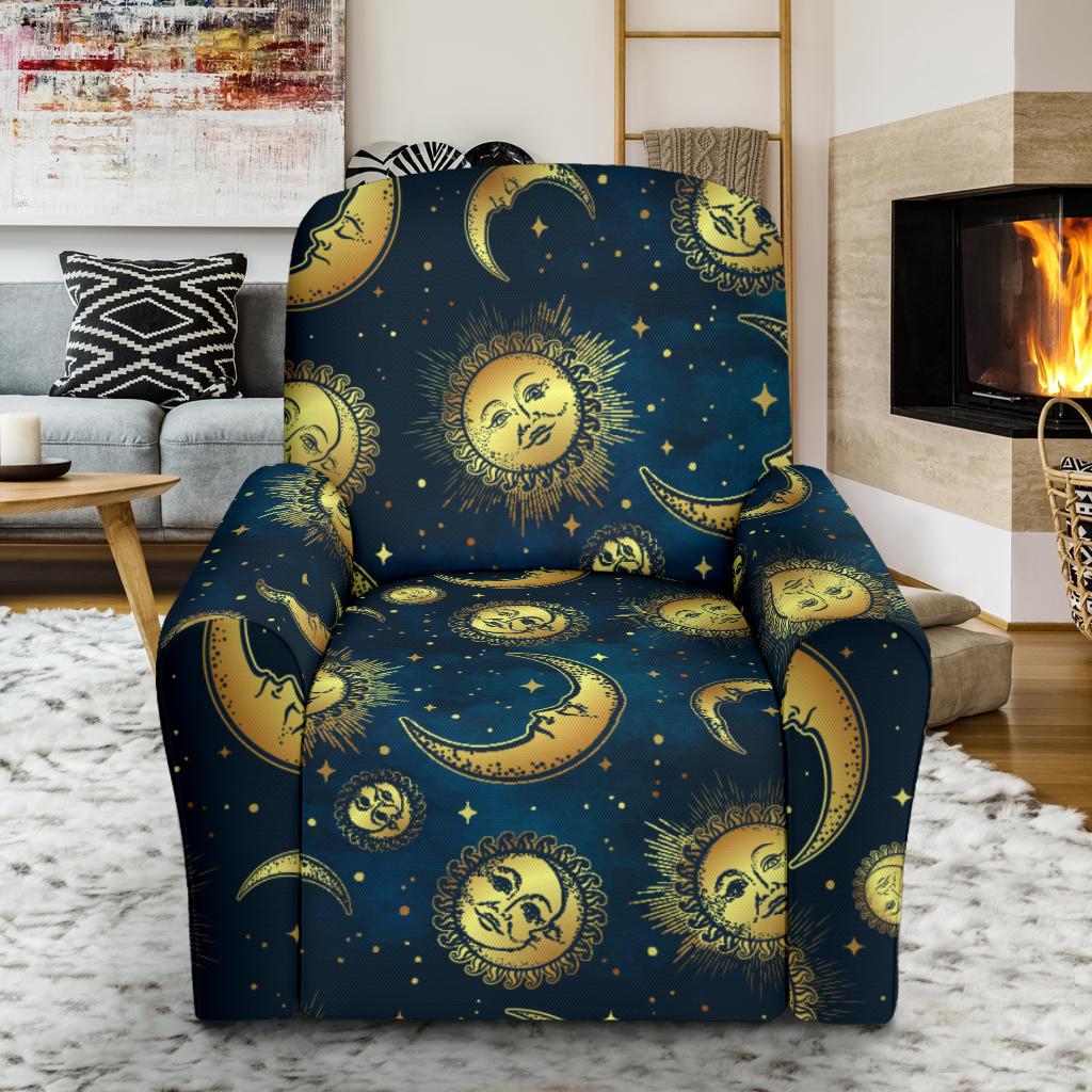 Gold Sun Moon Face Recliner Slipcover-JORJUNE.COM