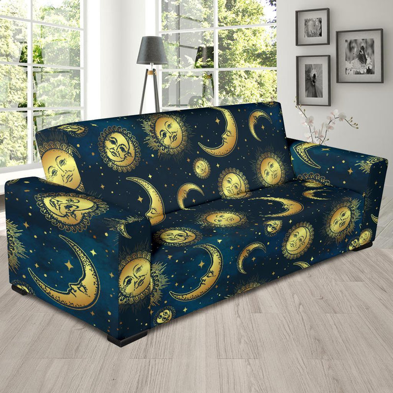 Gold Sun Moon Face Sofa Slipcover-JORJUNE.COM