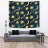 Gold Sun Moon Face Tapestry