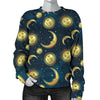 Gold Sun Moon Face Women Crewneck Sweatshirt