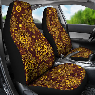 Gold Sunflower Hand Drawn Print Universal Fit Car Seat Covers