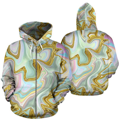 Gold Sweet Marble All Over Zip Up Hoodie