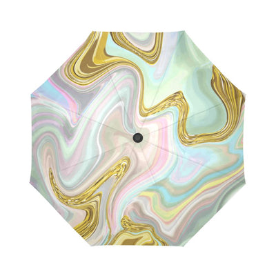 Gold Sweet Marble Automatic Foldable Umbrella