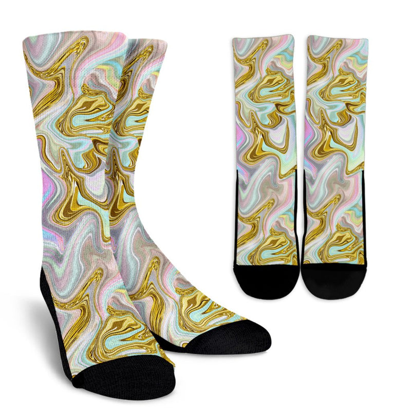 Gold Sweet Marble Crew Socks