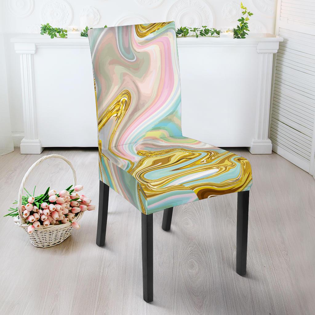 Gold Sweet Marble Dining Chair Slipcover-JORJUNE.COM