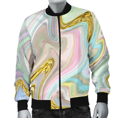 Gold Sweet Marble Men Casual Bomber Jacket