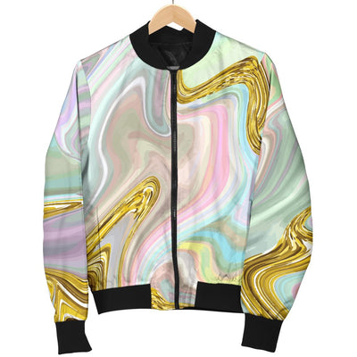 Gold Sweet Marble Men Casual Bomber Jacket