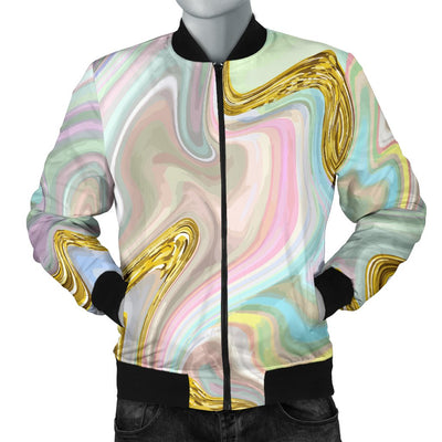 Gold Sweet Marble Men Casual Bomber Jacket