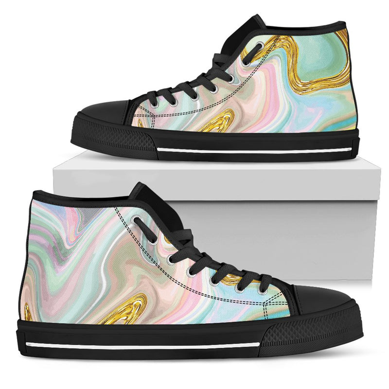 Gold Sweet Marble Men High Top Shoes