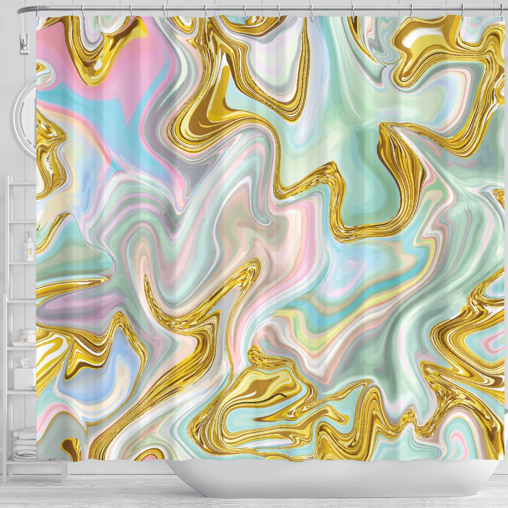 Gold Sweet Marble Shower Curtain