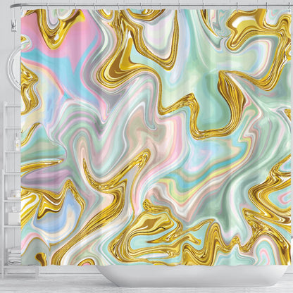 Gold Sweet Marble Shower Curtain