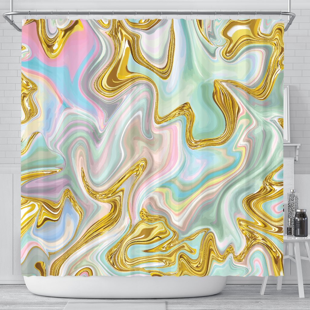Gold Sweet Marble Shower Curtain