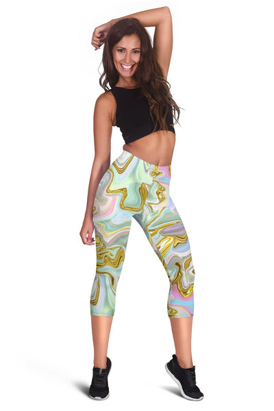 Gold Sweet Marble Women Capris