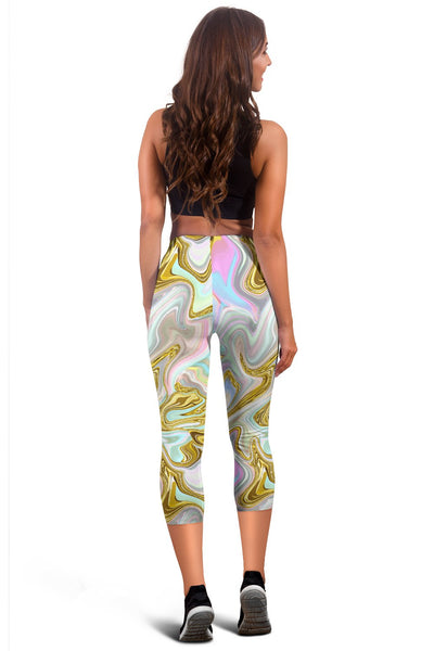 Gold Sweet Marble Women Capris