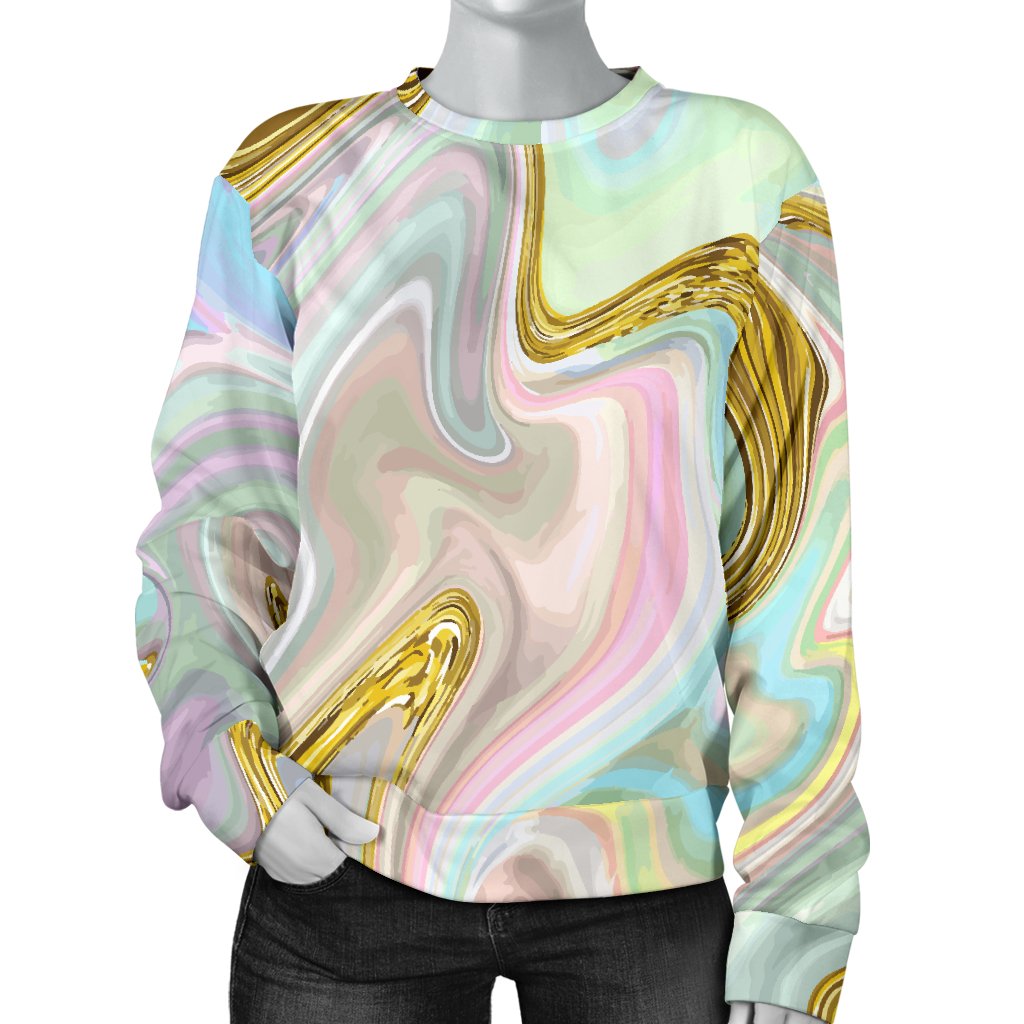 Gold Sweet Marble Women Crewneck Sweatshirt