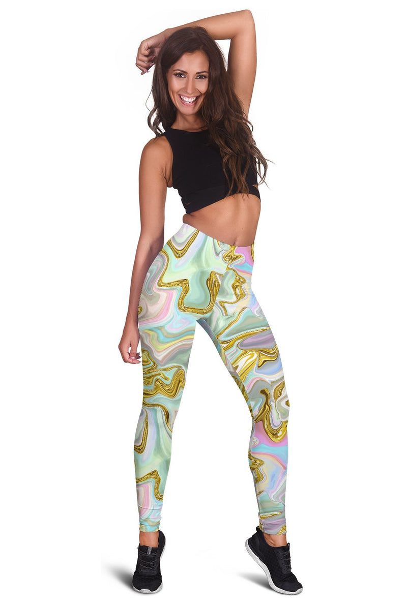 Gold Sweet Marble Women Leggings