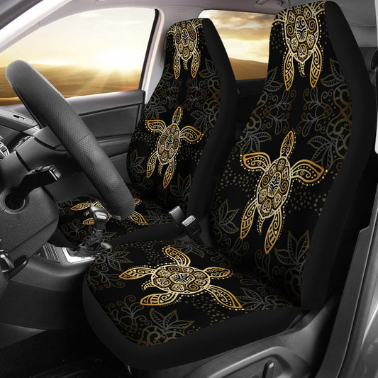 Gold Tribal Turtle Polynesian Design Universal Fit Car Seat Covers