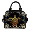 Gold Sea Turtle Mandala Leather Shoulder Handbag